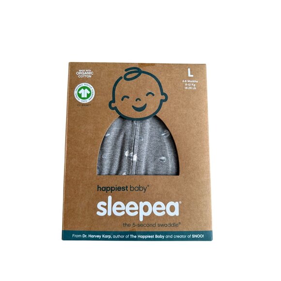 HAPPIEST BABY Sleepea Graphite Gray Planets Print 5 Second Swaddle 4-6 M NEW NIB - Picture 5 of 5